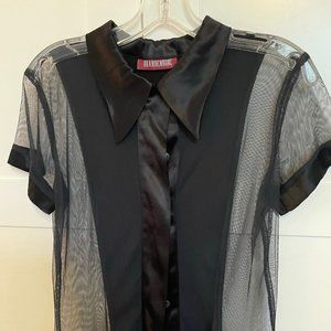 Brandenberg Black Mesh and Satin Top, M
